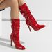 Women's Stacked Heel Boots - Pointed Toe High Heel Fashion Boots With Side Zipper, Ultra Shiny Patent Leather, Comfortable PU Insole, European Style_vogvips.com