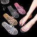 Crystal Plastic Indoor Women, Summer Jelly Color Bathroom Sandals, Transparent Non-Slip Odor-Resistant One-Word Slippers_vogvips.com