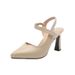 Elegant Sandals For Women Summer 2025 New Style Chunky Mid Heel Soft Leather One Strap Closed Toe Fashion Women's High_vogvips.com