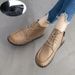 Xinrui 2023 Autumn Winter New Retro Short Soft Sole Comfortable Genuine Leather Flat Casual Single Boots Cotton Shoes_vogvips.com