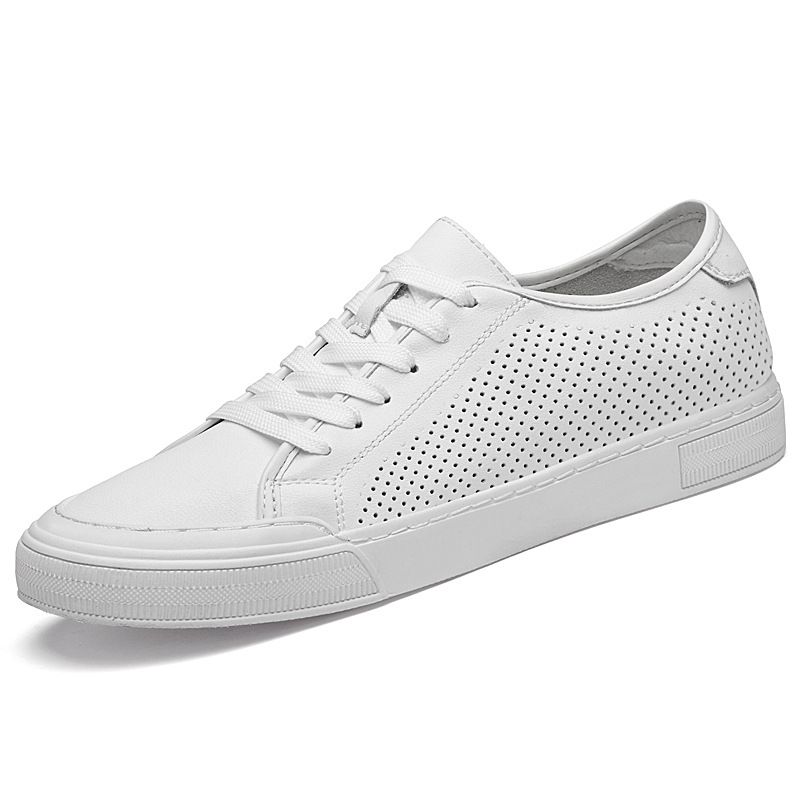 Hollow Men's Cowhide Flat Baseplate Shoes Men's Breathable Casual Shoes Men's Shoes_vogvips.com