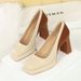 Super High Heel Women's Shoes High Heels Light Mouth Thick Heel Color Matching Waterproof Table Contrasting Color Single Shoes_vogvips.com