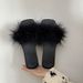 Black Furry Slippers For Going Out, Fashionable Square-toed Chunky-heeled Shoes, Versatile Internet Celebrity_vogvips.com