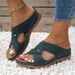 New Casual Round Head Cross With Hollowed-out High Heels Women's Wedge Slippers_vogvips.com