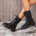 European And American Mid-calf Sandals 2026 New Model Mesh Hollow Black Lace-up Martin Boots Women's Low Heel_vogvips.com