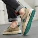 Men's Khaki Green Star Sneakers Retro Lace-up Platform Plus-size New Summer Sports Casual Sneakers For Men Genuine_vogvips.com