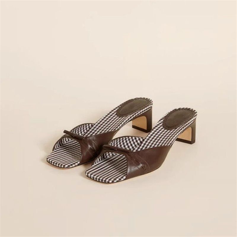 Spring/Summer New Style Elegant Slimming Sweet Retro Leopard Print Plaid Bow High Heeled Sandals For Women_vogvips.com