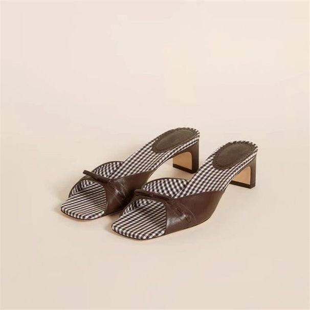 Spring/Summer New Style Elegant Slimming Sweet Retro Leopard Print Plaid Bow High Heeled Sandals For Women_vogvips.com