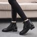 European Station Women's Shoes 2024 Autumn And Winter New And Bare Boots Lace-up Patent Leather Boots Women's Thick Heel Flat British Martin Boots_vogvips.com