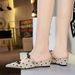599-18 French-style Niche Bow-tie Closed-toe Slip-on With Polka Dots Wedge Heels, Comfortable And Versatile Women's_vogvips.com
