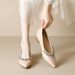 French Gentle Pointed Single Shoes Women's Inner Height Increase Light Mouth Rhinestone Nude Flat Women's Shoes_vogvips.com