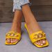 New Line Metal Chain Women's Slippers Flat Flat Square Head Sandals_vogvips.com