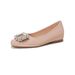 French Single Shoes Women's Inner Height Increase Shallow Mouth Rhinestone With Skirt Flat-soled Wedding Shoes_vogvips.com