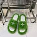 Women's Cross-Strap Furry 2026 New Model Height-Increasing Flat-Heel Home Black Lamb Wool Plush Slide Slippers_vogvips.com