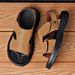 New Mens Slippers Handmade Summer Sandals Men Breathable Leather Slides Man Outdoor Antiskid Beach Shoes Comfy Half Drag_vogvips.com