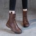 Martin Plus Size Women Casual Style 2025 Spring New Flat Low Tube Leather Boots Soft Sole Lace-up Back Zipper_vogvips.com