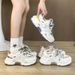 Sports Dad Women's Summer New Thick Soled Mesh Breathable Korean Version Color Blocked Height Casual Running Shoes_vogvips.com