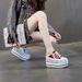 2026 Spring Summer New Casual Single Women's Color Block Hidden Heel 10CM Thick Sole Slip-On Lazy Shoes Platform_vogvips.com