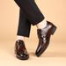 Men's Handcrafted Stitch Detail Formal Dress Shoes - Slip-On Business Oxford With Embroidery Toe Cap For Office & Banquet (Black/Dark Brown)_vogvips.com