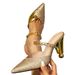 Women's Shoes Gold High Heeled Sandals Party Shoes Special Shaped Heels Chain Decoration Pointed Toe Color Matching Simple High HeelsGolden Shoes_vogvips.com