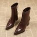 Plus Size 2024 New Pointed Toe Chunky Heel Short For Women Autumn Winter High Heels Petite French Style Ankle Boots_vogvips.com