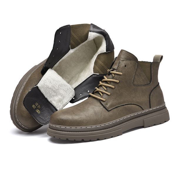 Large Size Thick-soled Tooling Martin Boots Men's Casual Hand-scratched Retro Velvet Snow Boots_vogvips.com