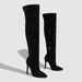 Women's Rhinestone Knee-High Boots Pointed Toe Side Zipper Comfortable Wide Fit Fashion Stiletto Heels_vogvips.com