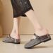 Rhinestone Mesh Closed-Toe Mules For Women 2026 Spring/Summer New Korean Style Versatile Flat Slip-On Lazy Sandals_vogvips.com