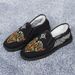 Men Chinese Ethnic Embroidered Slip On Canvas Loafers Breathable Non-Slip Casual Cloth Shoes_vogvips.com