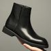 Leather Zipper Boots Men's High Top Square Martin Boots Men's Shoes Chelsea Boots Flat Bottom_vogvips.com