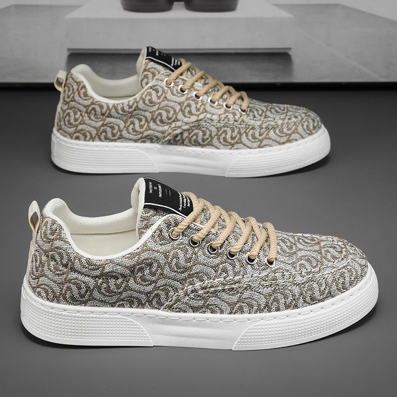 Men's Canvas Shoes Low-top Summer 2024 New Niche Low-top Printed Sneakers Men's Thick-soled Sports Casual Fashion Shoes_vogvips.com