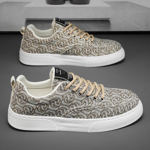 Men's Canvas Shoes Low-top Summer 2024 New Niche Low-top Printed Sneakers Men's Thick-soled Sports Casual Fashion Shoes_vogvips.com