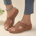 Women's Shoes Large Size Slippers Retro Stitching Non Slip Round Toe Wedge Heel Comfortable One Word Sandals For Women_vogvips.com
