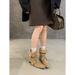 Korean-Style New Niche Design Retro French Short Small Square Toe Western Boots, Suede Mid-Calf Women's Boots_vogvips.com
