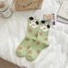 Hand Drawn Animal Print Cotton Socks Cartoon Pattern Crew Socks, Breathable Seamless Comfortable Casual Socks, Multi-Color Dotted Design_vogvips.com