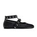 Retro Rivet Shoes For Women Spring And Autumn Fashion Round Head Versatile Ballet Shoes One Strap Casual Flat Shoes Black_vogvips.com