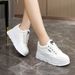 W3671 New White 2024 Summer And Autumn Solid Color Inner Height Increase Thick Bottom Student Wear Resistant Versatile_vogvips.com