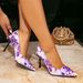 Women's High Heel Sandals Women Fashion Purple Printed Simple Pointed Stiletto High Heel Sandals Women_vogvips.com