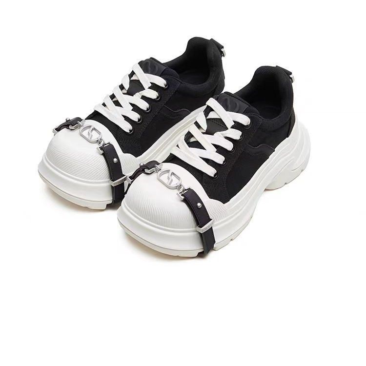 Celebrity Style ABCICEY Black White Casual Canvas For Women, Autumn And Winter Thick Sole Height Increasing 6.5cm_vogvips.com