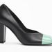 Retro Style Women's High Heels Color Blocked Square Toe Low Cut Genuine Leather Chunky Heel Versatile Shoes for Commuting Black_vogvips.com