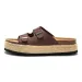 RUIZUSTOCK Taupe Suede Look Platform Cork Sandals Adjustable Buckle Jute Espadrille Summer Wedge Slides_vogvips.com