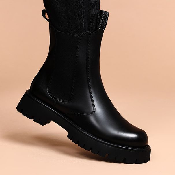 Martin Boots Men's Korean Chelsea Boots Men's Heightening Cigarette Boots High Top Leather Boots_vogvips.com