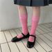 1/5 Pairs Spring Summer Women Breathable Cotton Stacked Socks Fashionable Korean Style Vertical Striped High-Quality_vogvips.com