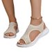 In Stock Cross-Border Sandals 2025 Autumn Summer Mesh Thick Sole Slip-On Peep Toe Fly Weave Casual Sports Plus Size_vogvips.com