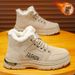 Winter Men's Shoes, Fleece-Lined High-Top Work Shoes, Trendy And Versatile, Thick-Soled, Non-Slip, Extra-Thick, Warm Cot_vogvips.com