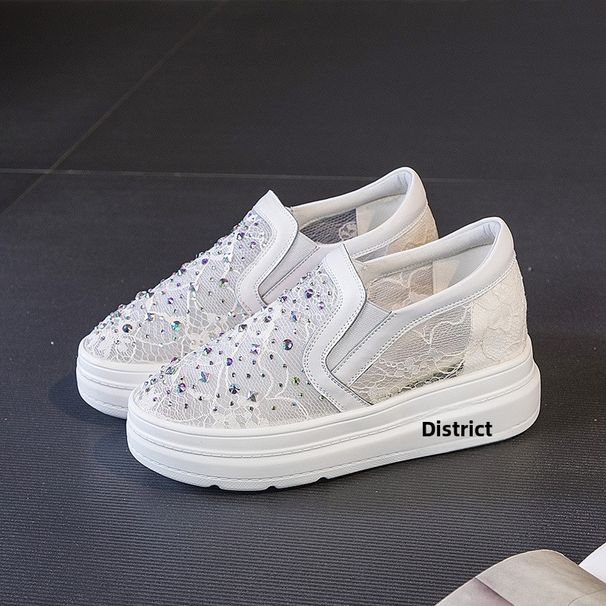 Rhinestone Flower Women's Mesh Hidden 7cm Height Increase Wedge Heels 2025 New Spring Summer Platform Casual Shoes_vogvips.com