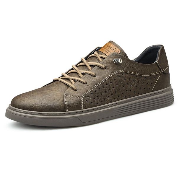 Designer Shoe Two Layer Cowhide Versatile Men's Soft Sole Genuine Leather Casual Shoes Slip On Large Size Summer_vogvips.com