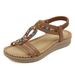 5012-8 New 2025 Bohemian Rhinestone Sandals Casual Comfortable Latex Massage Thick Sole Large Size Flat Shoes_vogvips.com