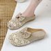 New Bow-tie Linen Breathable Closed-toe Slip-on Slippers For Women, Suitable For Home Use, Indoor And Outdoor Wear_vogvips.com