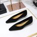 3683-15 European And American Style Versatile Daily Simple Comfortable Suede Pointed Toe Shallow Low Heel Wedge Single_vogvips.com